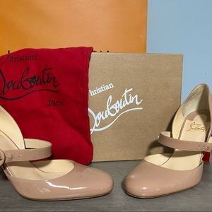 Lou boutin Miss Kawa nude patent -Mary Jane style red bottoms size 40 (us size9)